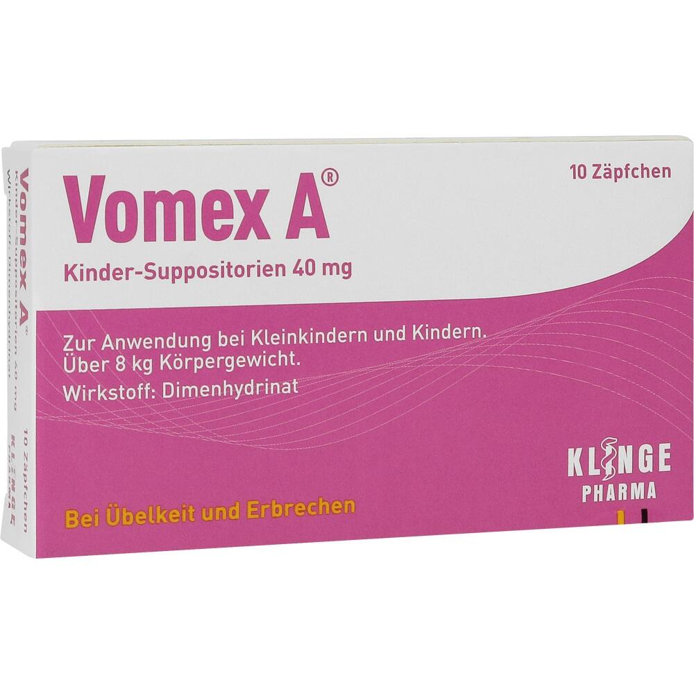 Eine Packung mit Z&auml;pfchen f&uuml;r Kinder gegen &Uuml;belkeit, vom Hersteller Klinge Pharma.
