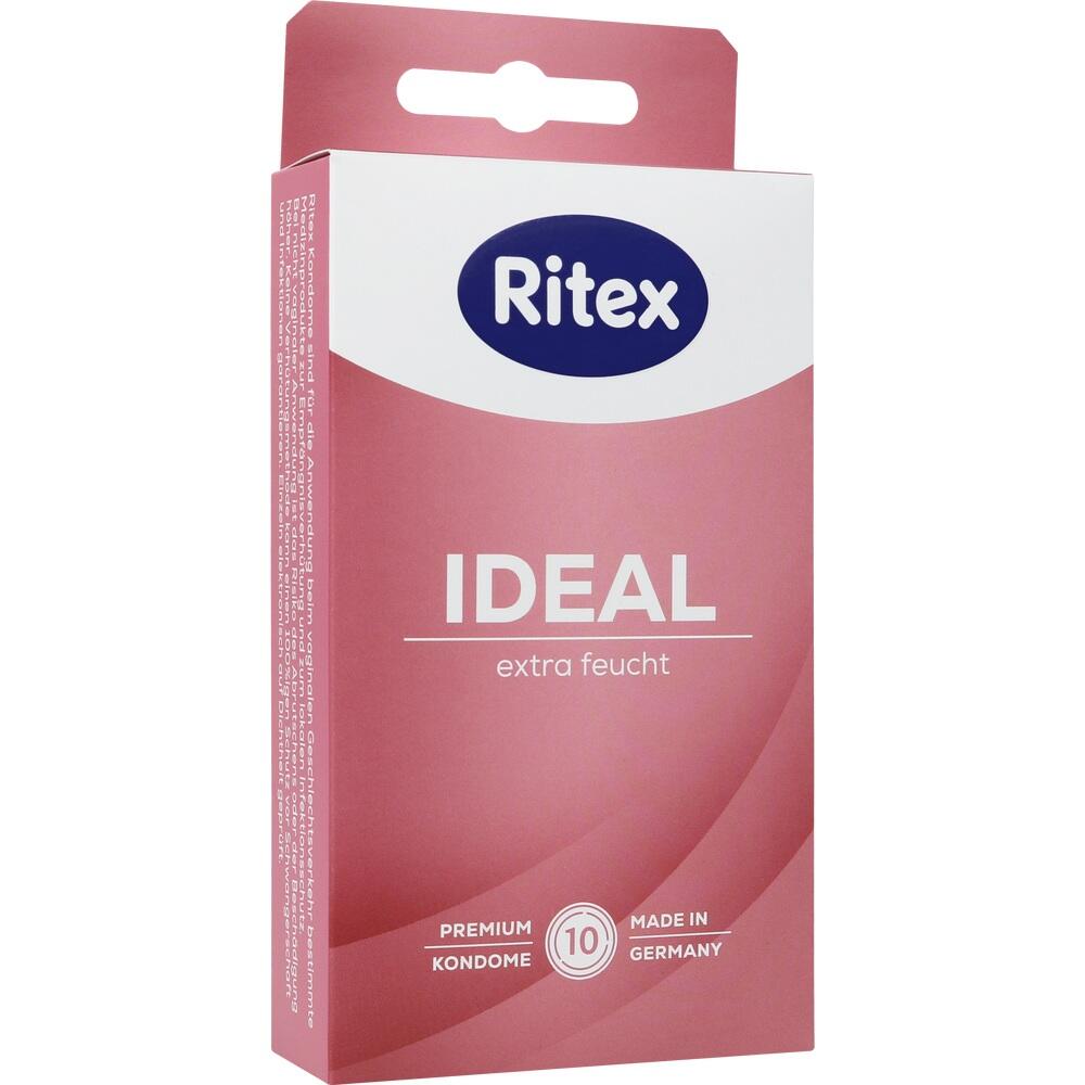 Eine rosa Schachtel mit dem Wort "IDEAL" und dem Logo "Ritex".