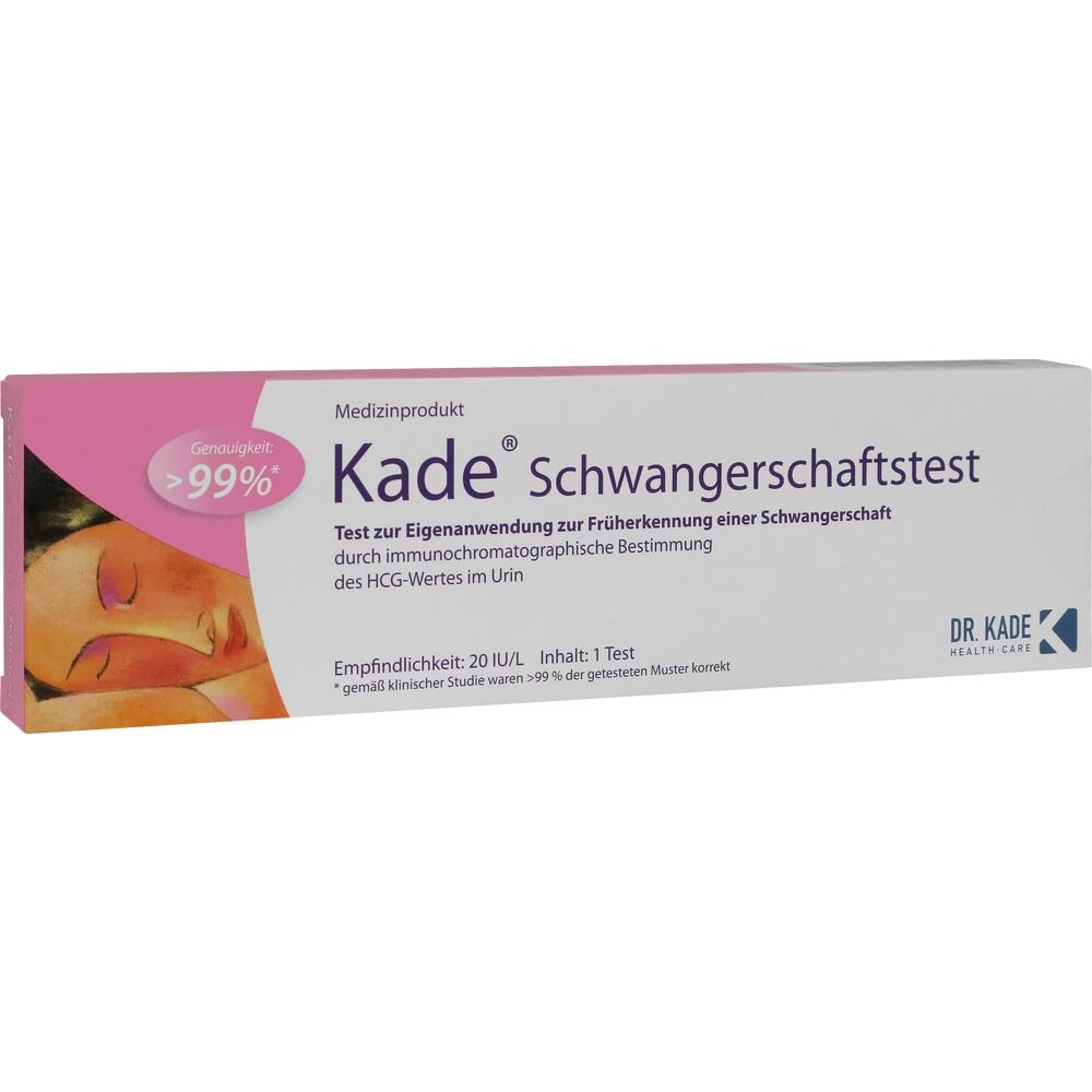 Kade Schwangerschaftstest-Schachtel, rosa-wei&szlig;, zur Fr&uuml;herkennung einer Schwangerschaft.