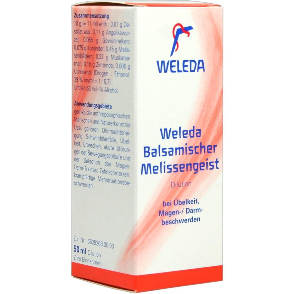 Eine Verpackung von Weleda Balsamischer Melissengeist f&uuml;r Magen-Darm-Beschwerden.