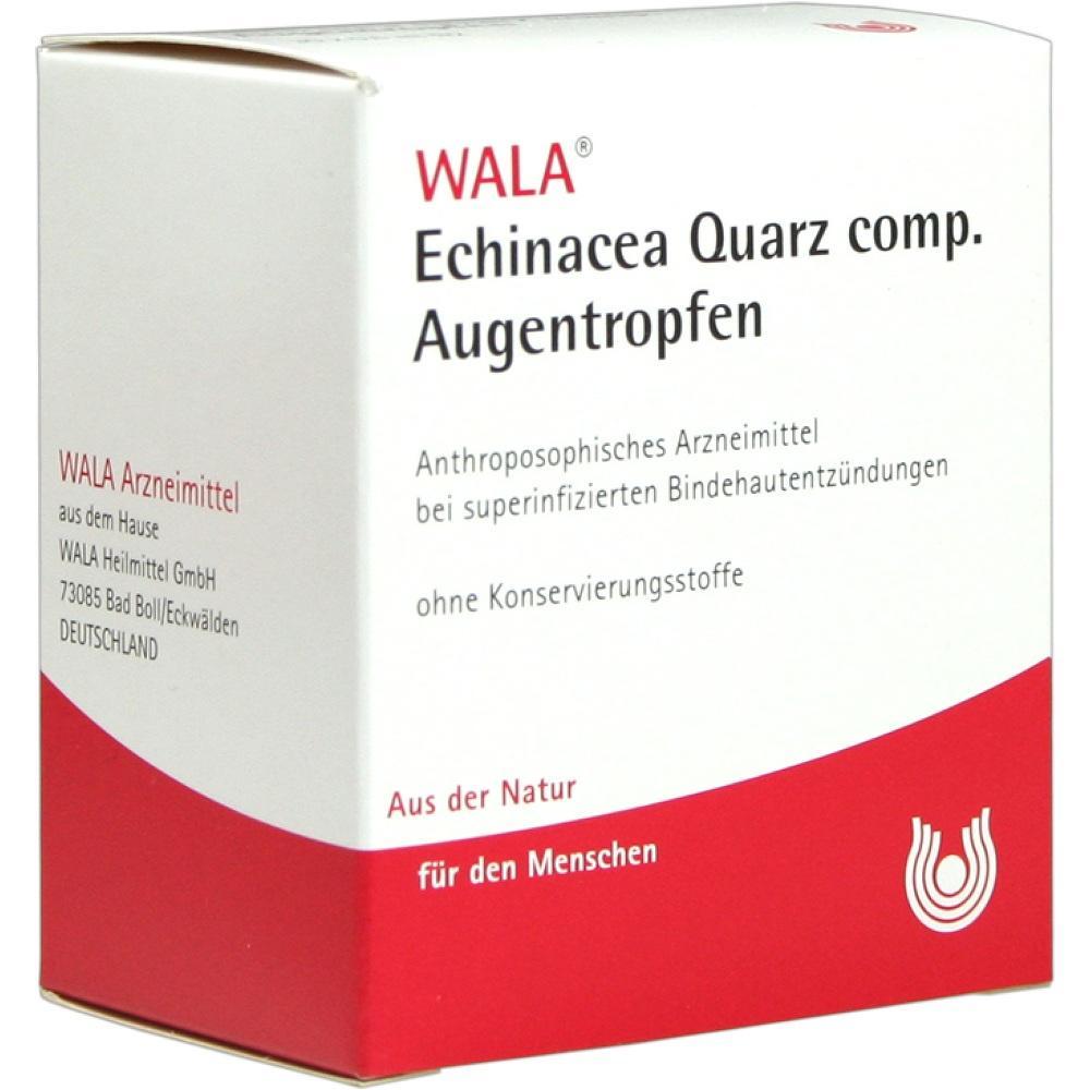 Schachtel mit Aufschrift "Echinacea Quarz comp. Augentropfen" von WALA.