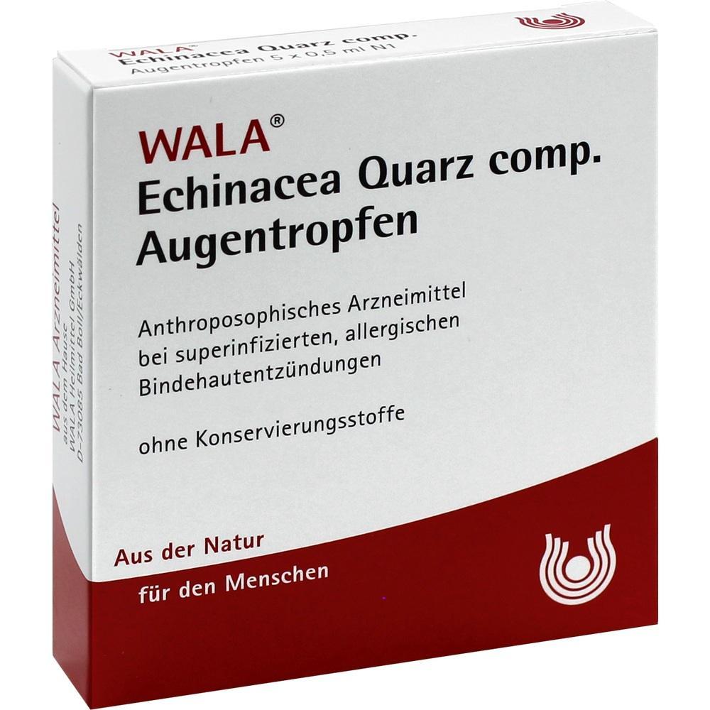 Weiße Verpackung mit rotem Text: Echinacea Quarz Augentropfen.