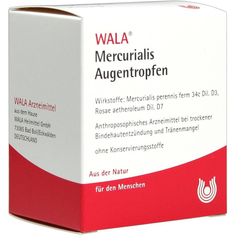Weiße Packung von WALA mit der Aufschrift "Mercurialis Augentropfen".