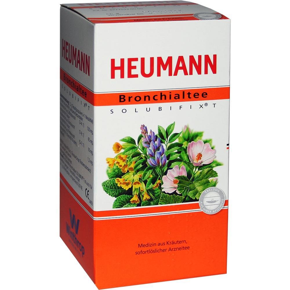 Eine Packung Heumann Bronchialtee mit Blumenabbildung auf der Vorderseite.