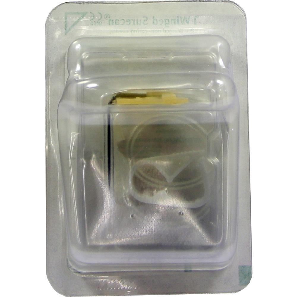 Ein kleines Gerät ist in einer durchsichtigen Plastikverpackung.