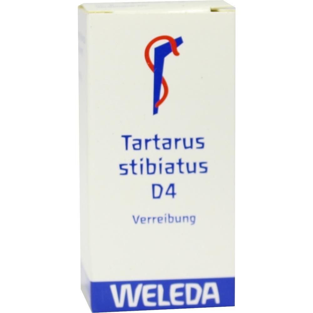 Wei&szlig;e Verpackung mit der Aufschrift "Tartarus stibiatus D4" von Weleda.