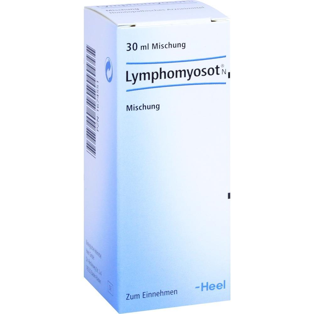 Eine wei&szlig;e Medikamentenverpackung mit der Aufschrift "Lymphomyosot N".