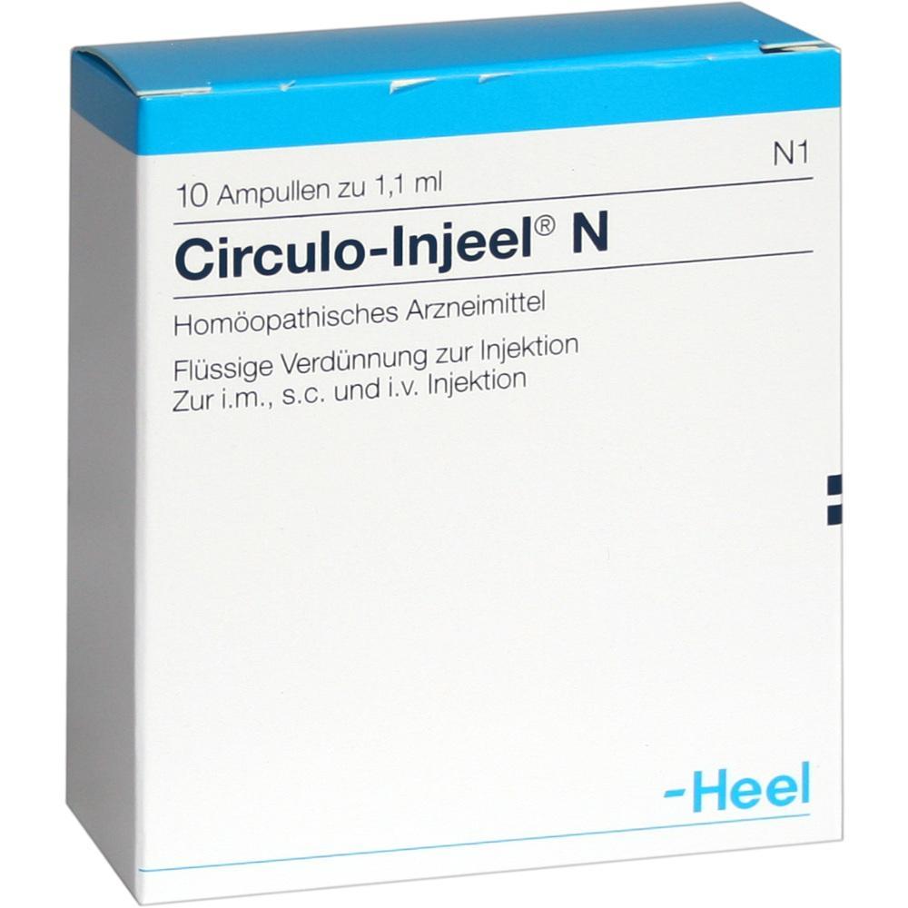 Eine Verpackung f&uuml;r ein hom&ouml;opathisches Arzneimittel namens Circulo-Injeel N.