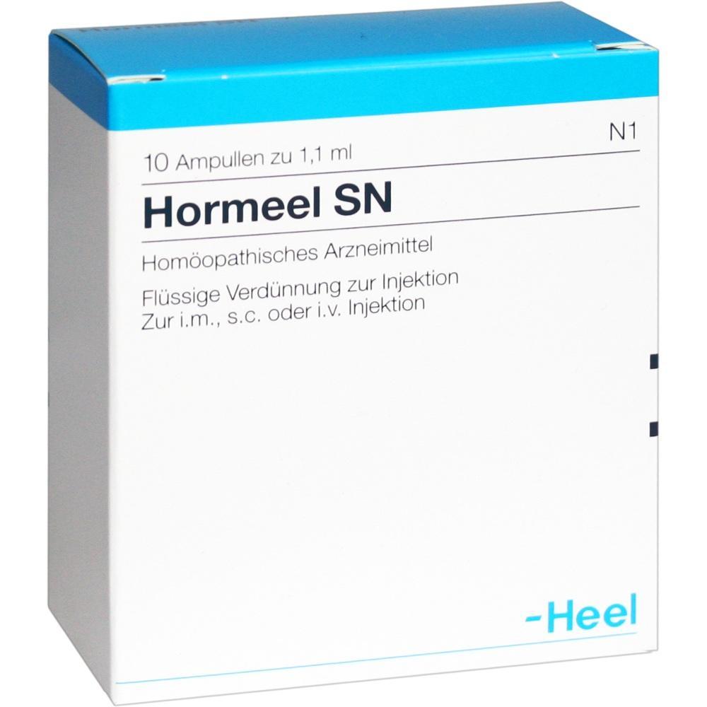 Eine Schachtel mit hom&ouml;opathischem Arzneimittel namens Hormeel SN zur Injektion.