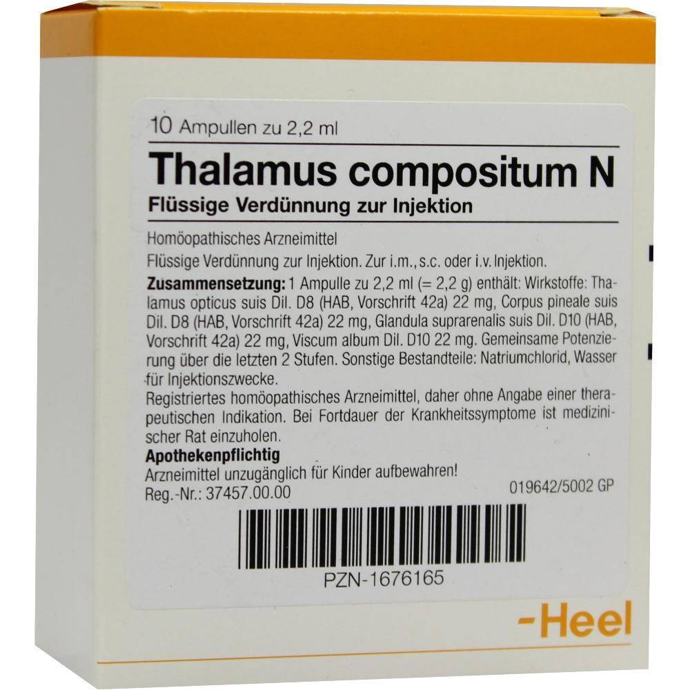 Packung mit hom&ouml;opathischem Arzneimittel zur Injektion, Name "Thalamus compositum N".