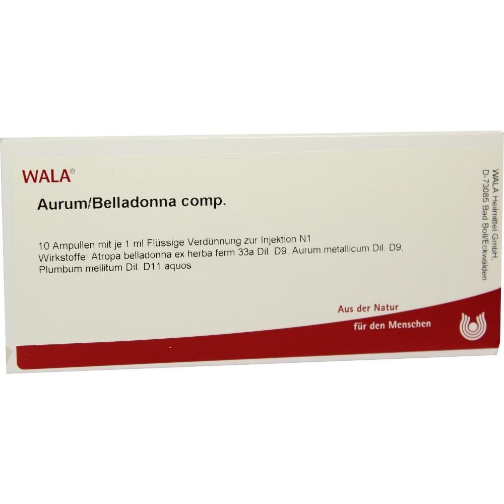 Die Packung zeigt ein homöopathisches Mittel von WALA mit dem Namen Aurum/Belladonna comp.