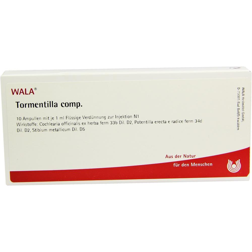 Eine Packung WALA Tormentilla comp. mit 10 Ampullen zur Injektion.