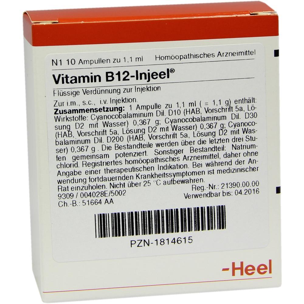 Eine Packung mit Vitamin B12-Injektionen aus der Hom&ouml;opathie.