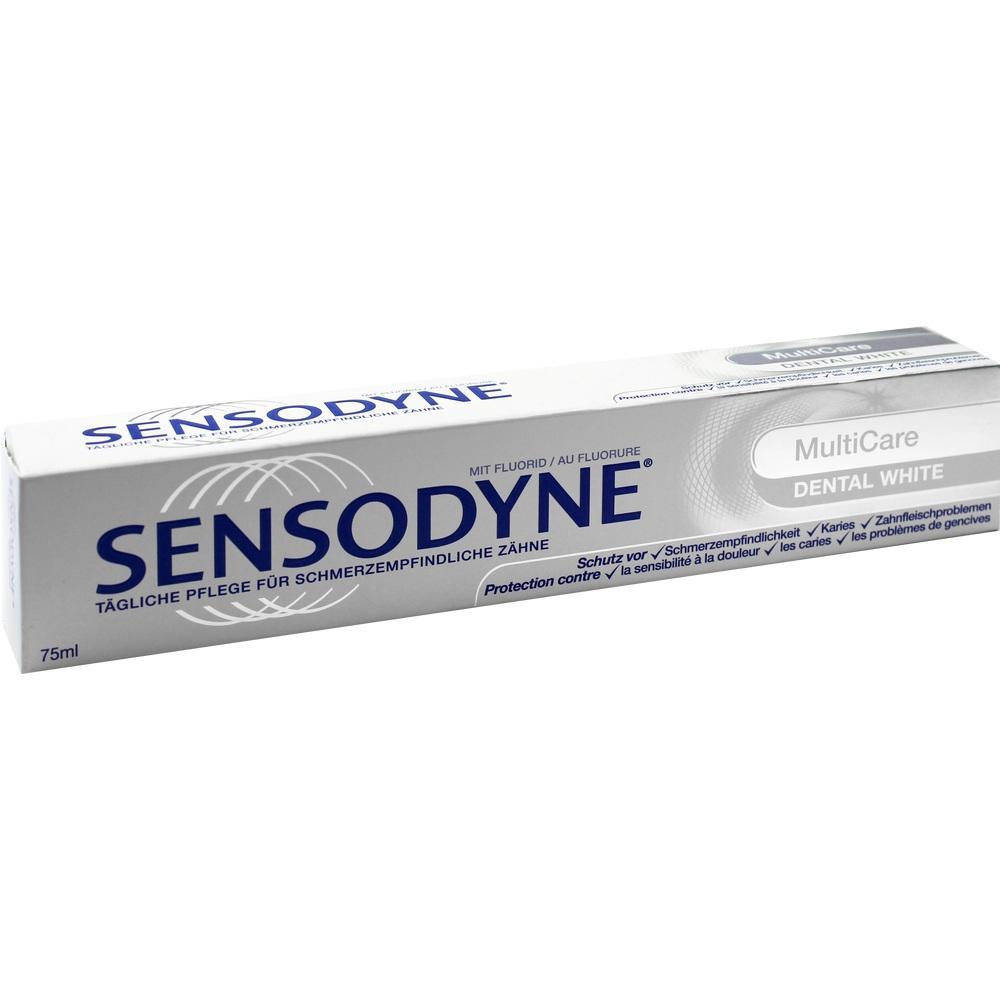 Eine Zahnpastatube von Sensodyne für empfindliche Zähne.