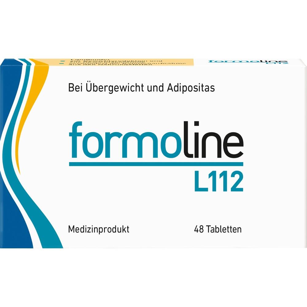 Verpackung des Medizinprodukts Formoline L112 zur Gewichtsreduktion mit 48 Tabletten.