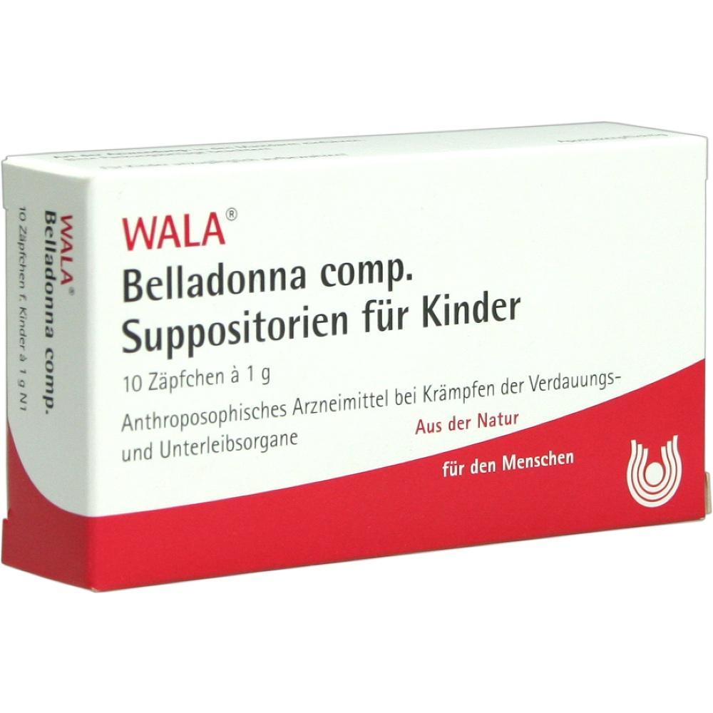 Eine wei&szlig;e Schachtel mit rotem Aufdruck f&uuml;r Belladonna-Z&auml;pfchen f&uuml;r Kinder.