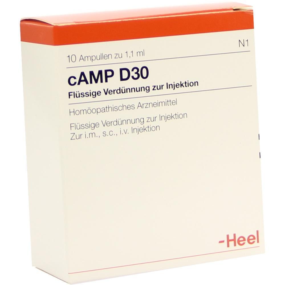 Eine Packung hom&ouml;opathischer Injektionsl&ouml;sung namens cAMP D30.