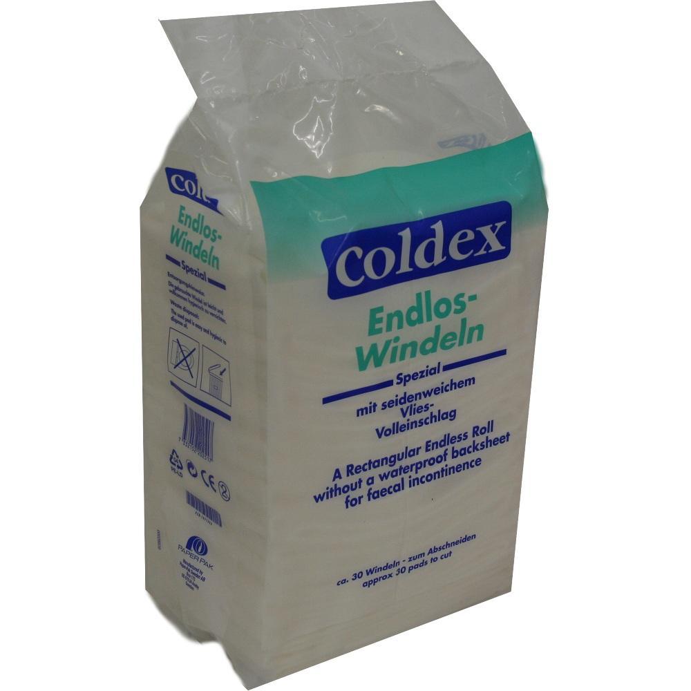 Eine Packung coldex Endlos-Windeln in wei&szlig;er Verpackung mit blauem und gr&uuml;nem Text.