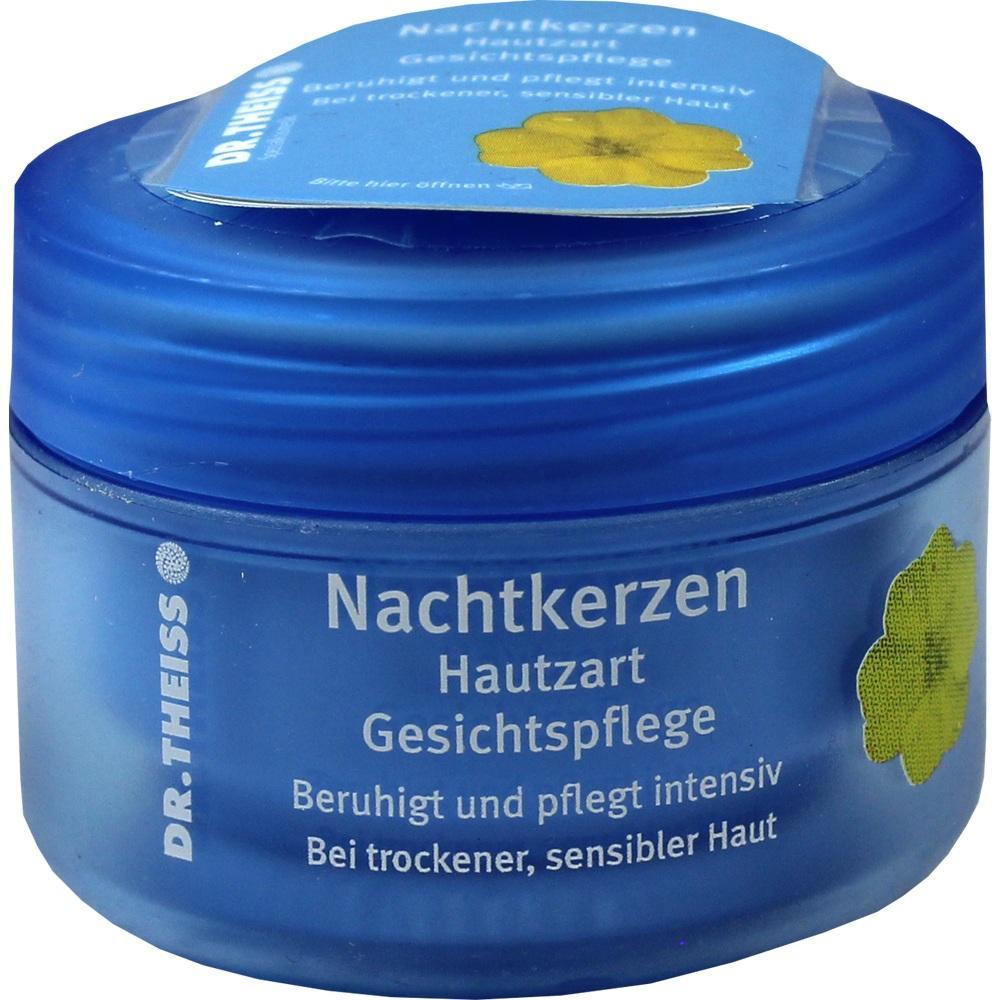 Blaue Cremedose mit der Aufschrift "Nachtkerzen Hautzart Gesichtspflege".