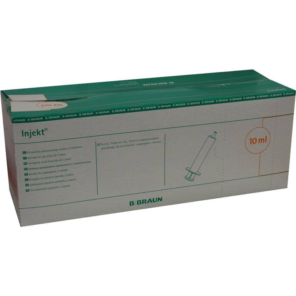 Grüne Box mit Aufschrift "Injekt 10 ml" und einer Zeichnung einer Spritze.