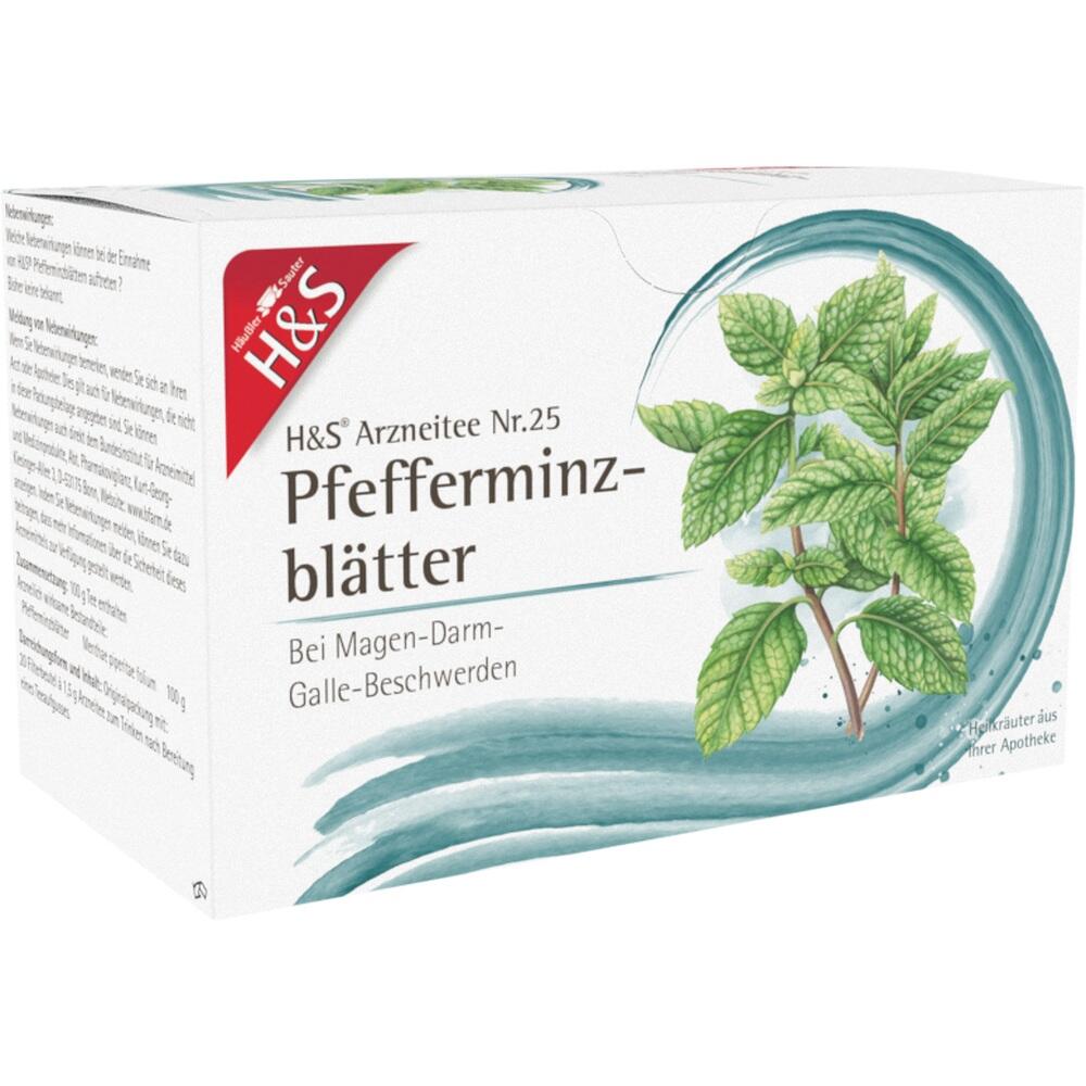 Eine Verpackung von Pfefferminzbl&auml;tter-Tee f&uuml;r Magen-Darm-Beschwerden.