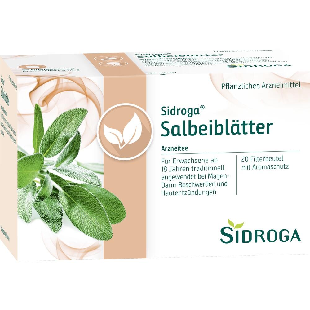 Verpackung von Sidroga Salbeibl&auml;tter-Arzneitee, 20 Teebeutel f&uuml;r Erwachsene.