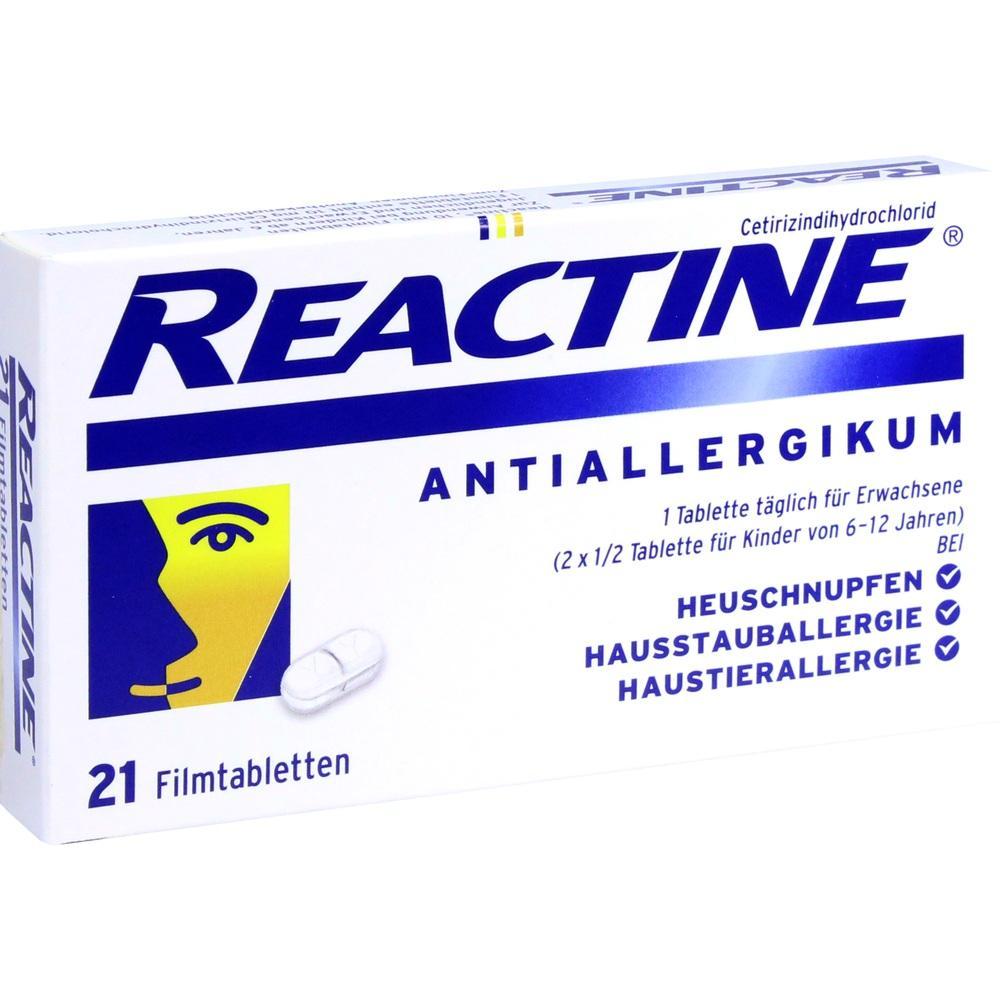Eine Packung Tabletten gegen Allergien mit dem Namen "Reactine".