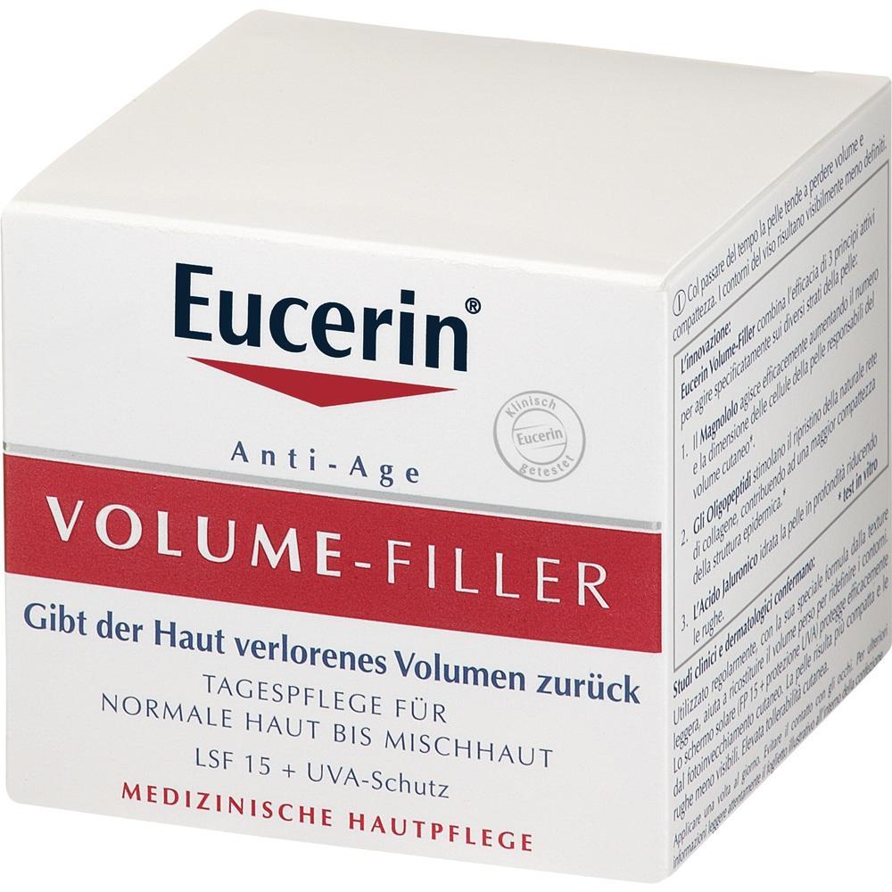 Eine Eucerin-Volume-Filler-Creme-Box f&uuml;r Anti-Age-Hautpflege.