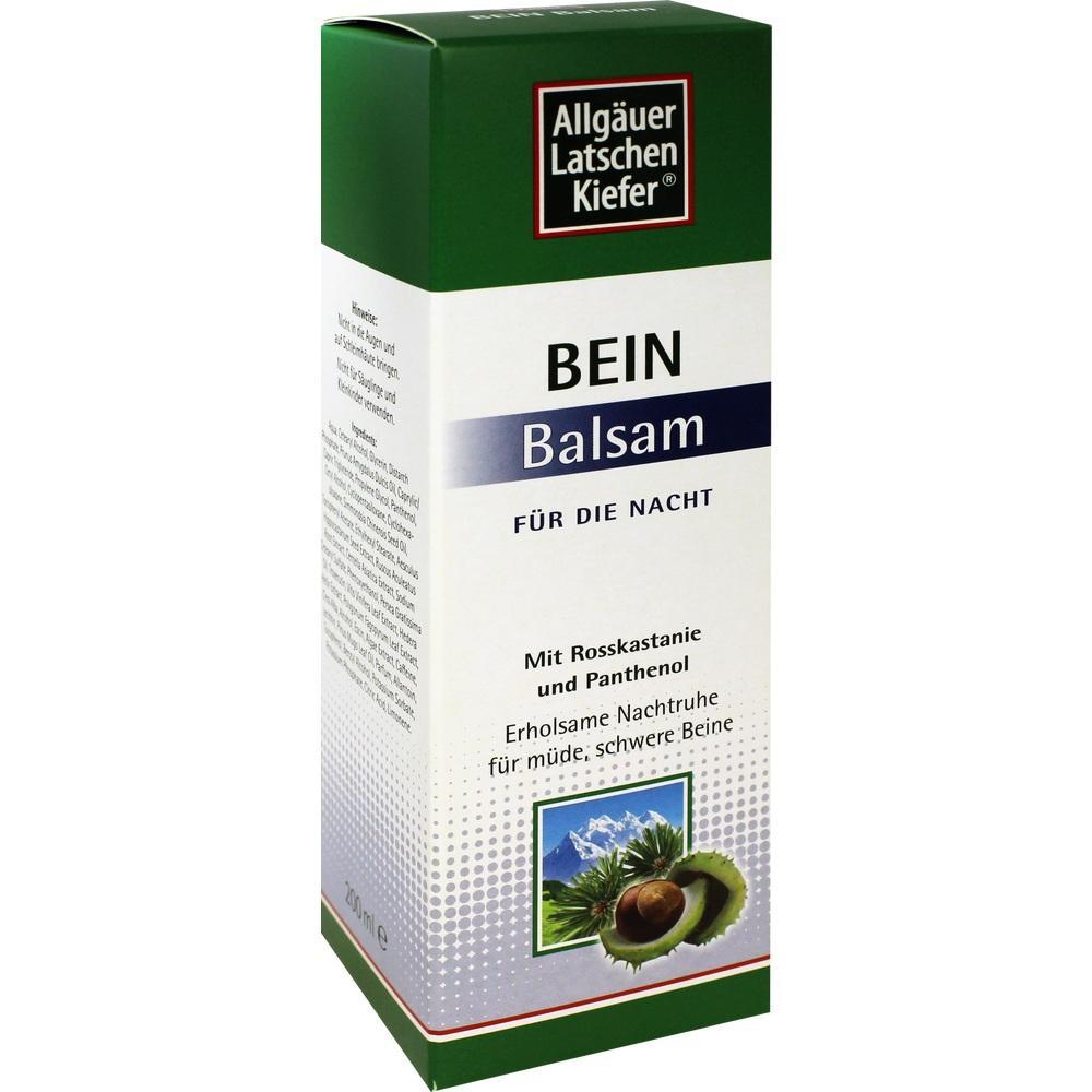 Grüne und weiße Verpackung von Bein Balsam für die Nacht mit Kastanienbild.