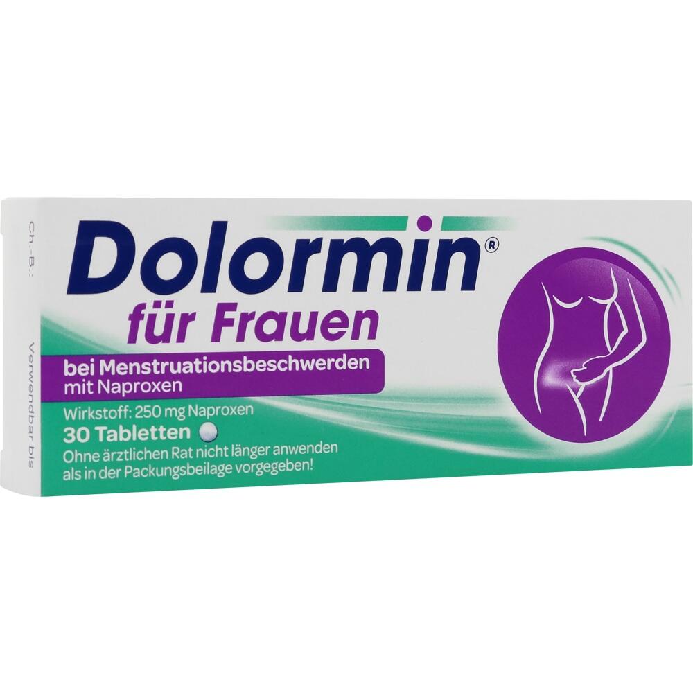 Eine Packung Schmerztabletten für Frauen mit 250 mg Naproxen.