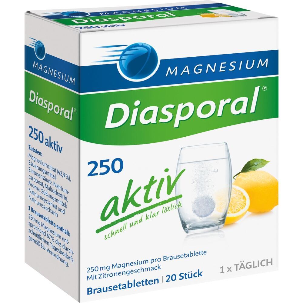 Eine Packung mit Magnesium-Brausetabletten und Zitronenmotiv.