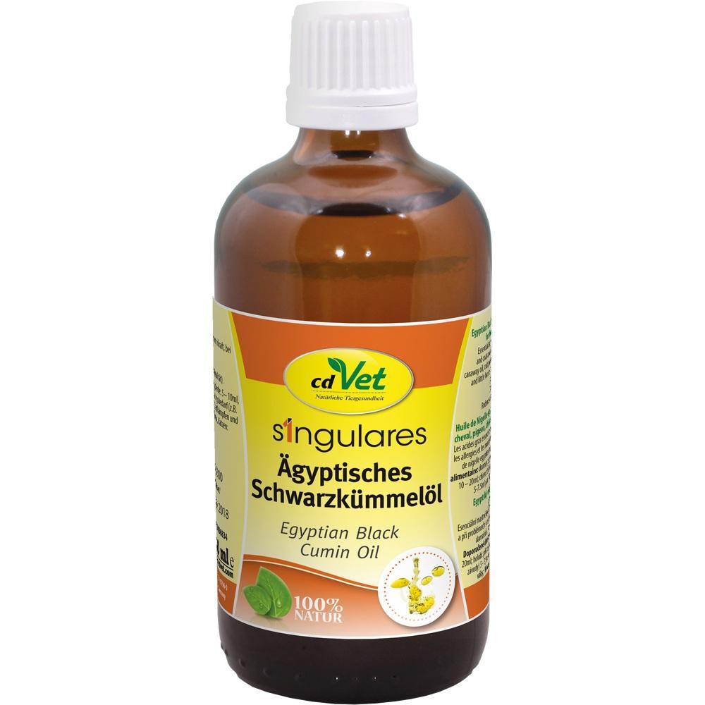 Braune Flasche mit &auml;gyptischem Schwarzk&uuml;mmel&ouml;l und einem wei&szlig;en Verschluss.