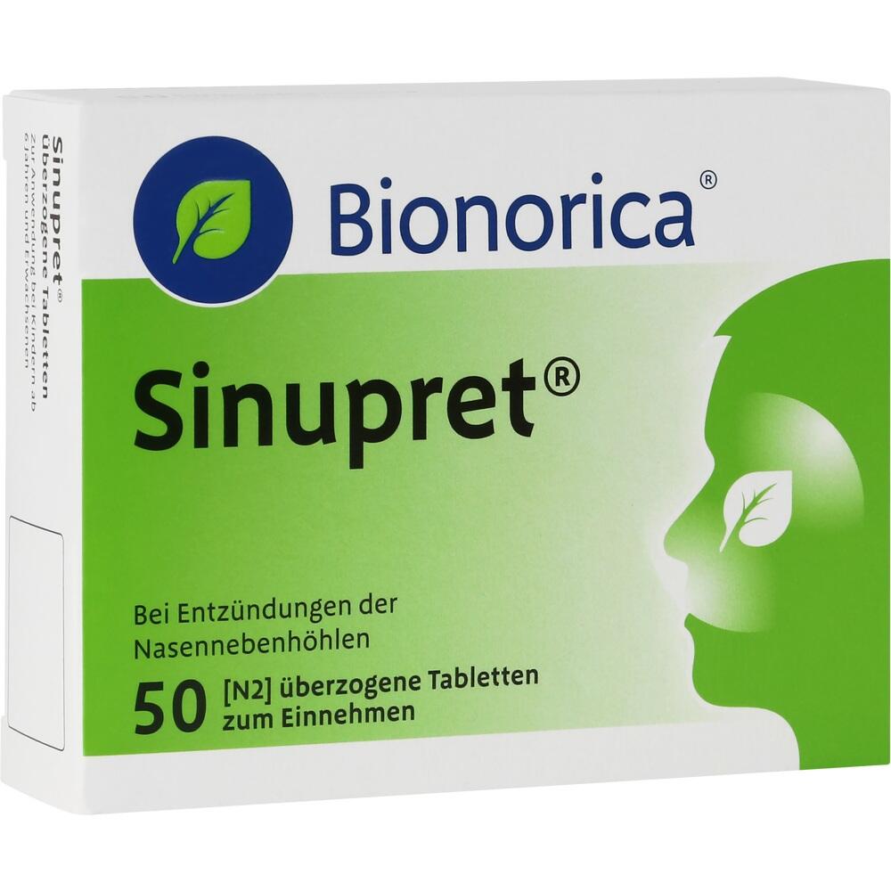 Eine Medikamentenpackung mit der Aufschrift "Sinupret" gegen Nasennebenh&ouml;hlenentz&uuml;ndung.