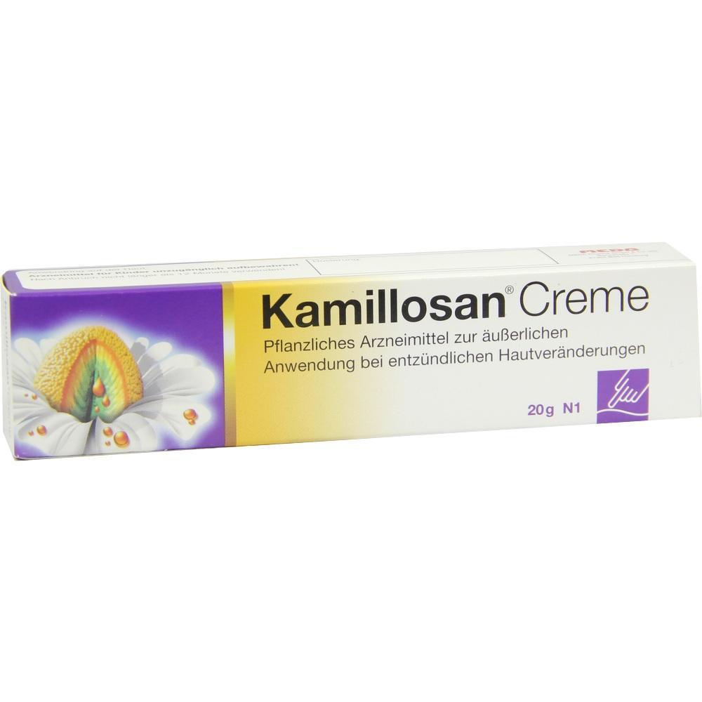 Eine Kamillosan Creme-Verpackung f&uuml;r entz&uuml;ndliche Hautver&auml;nderungen.