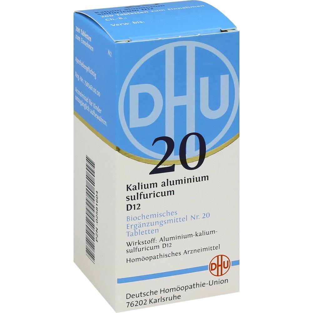 Eine blaue und wei&szlig;e Medikamentenpackung mit der Aufschrift "DHU 20".
