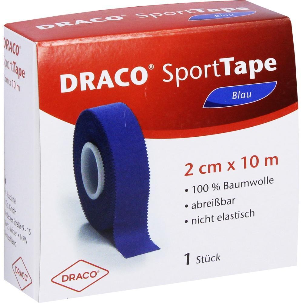 Eine Packung mit blauem Sporttape aus Baumwolle, 2 cm breit und 10 m lang.