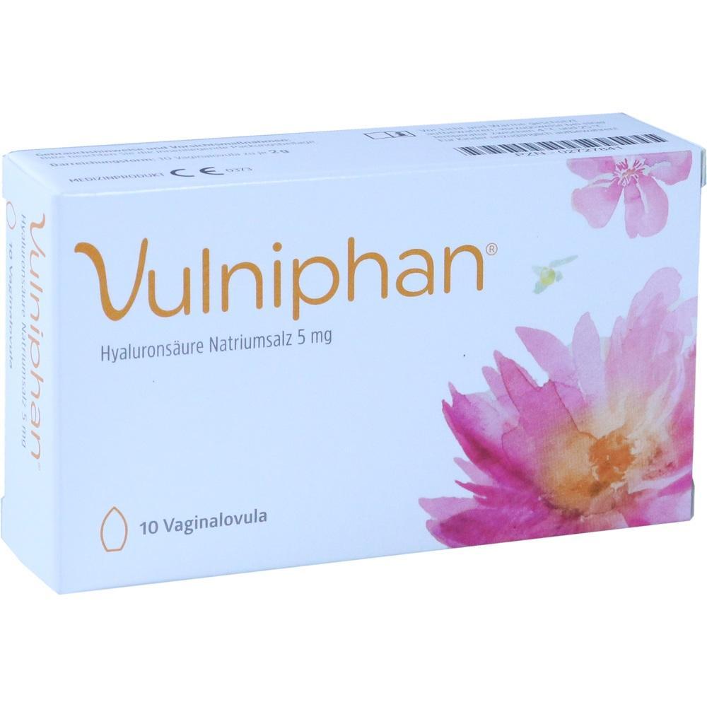 Verpackung von Vulniphan mit Blumenmotiv und medizinischer Info.
