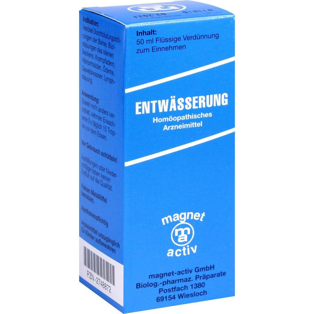 Eine blaue Verpackung von hom&ouml;opathischem Entw&auml;sserungsmittel.