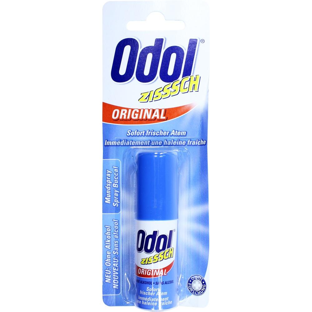 Mundspray in blauer Verpackung f&uuml;r frischen Atem.
