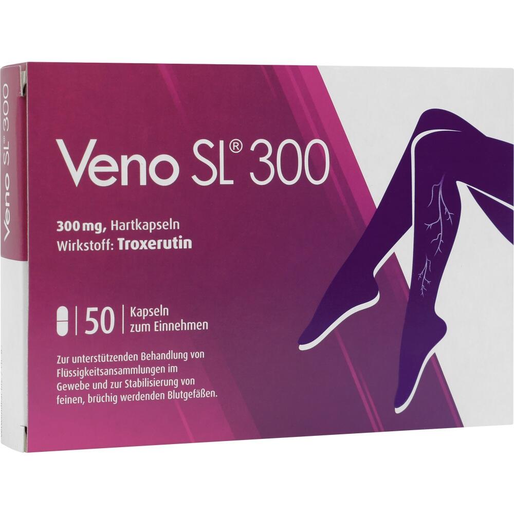 Verpackung von Veno SL 300 Kapseln zur Behandlung von Venenproblemen.