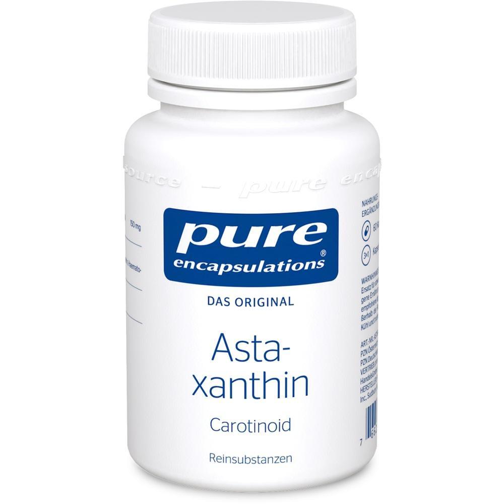 Ein wei&szlig;es Fl&auml;schchen mit der Aufschrift "Asta-xanthin" und "pure encapsulations".
