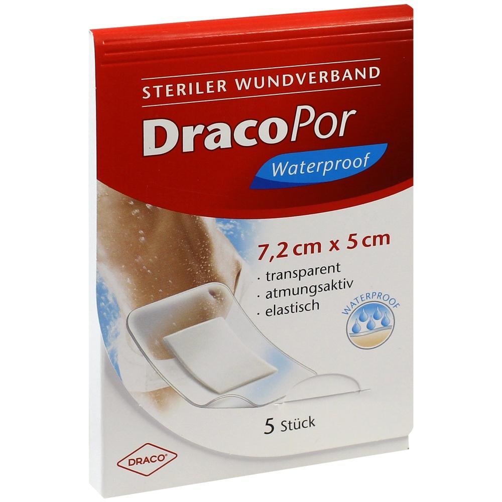 Die Verpackung zeigt wasserdichte, elastische Wundverb&auml;nde von DracoPor.