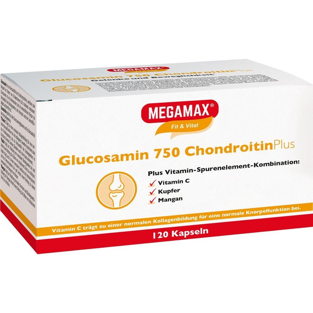 Eine weiße Schachtel mit Glucosamin- und Chondroitin-Kapseln.