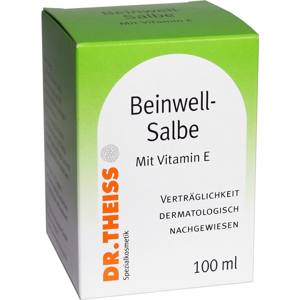 Grüne Packung Beinwell-Salbe mit Vitamin E von Dr. Theiss, 100 ml.
