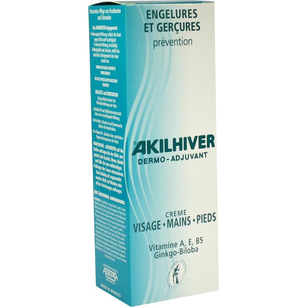 Eine Cremeverpackung mit der Aufschrift "AKILHIVER" für Gesicht, Hände und Füße.