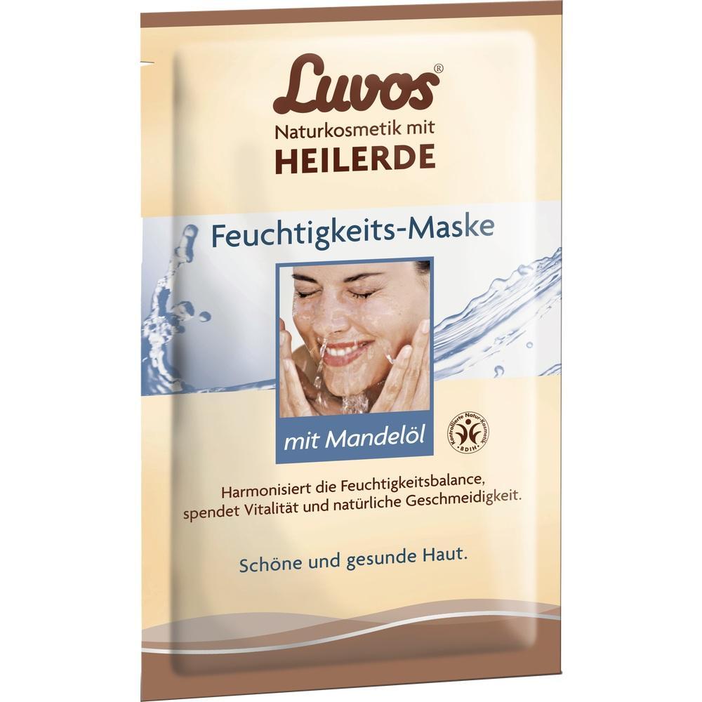 Die Packung zeigt eine Feuchtigkeitsmaske mit Heilerde und Mandel&ouml;l.