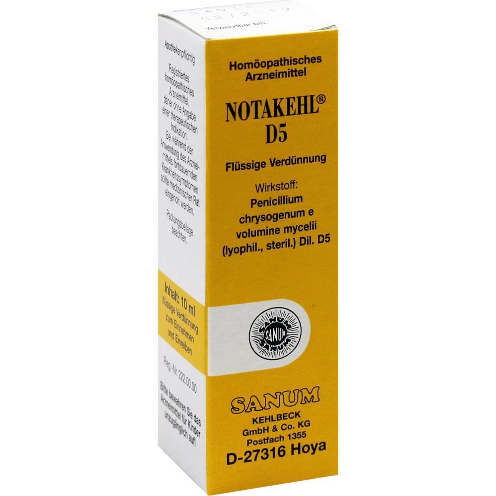 Gelbe Verpackung eines hom&ouml;opathischen Arzneimittels namens Notakehl D5.