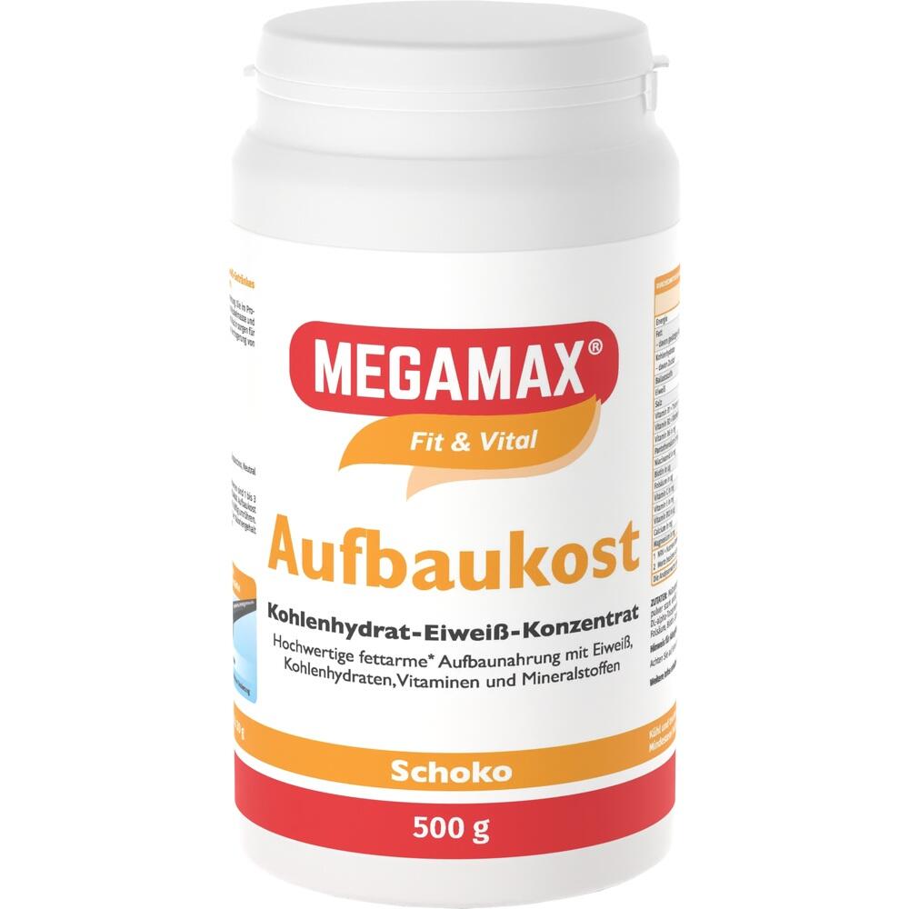 Wei&szlig;e Dose mit Schokoladen-Aufbaukost-Pulver von Megamax.
