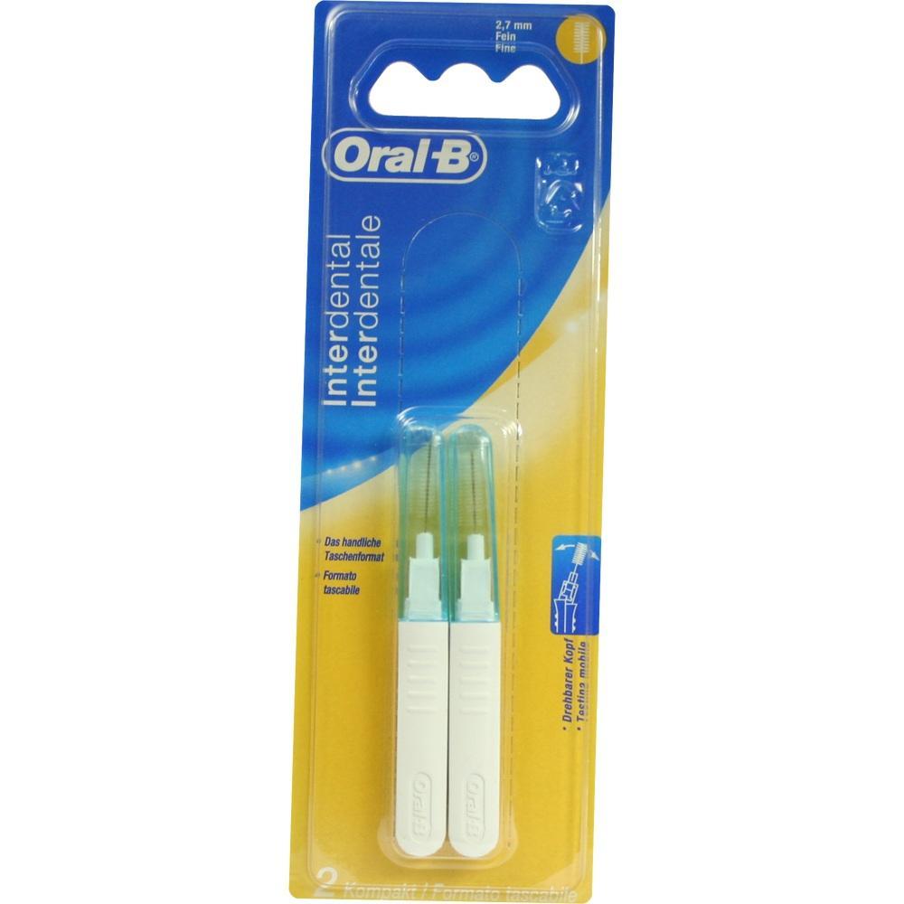 Verpackung mit zwei blauen und wei&szlig;en Interdentalb&uuml;rsten von Oral-B.