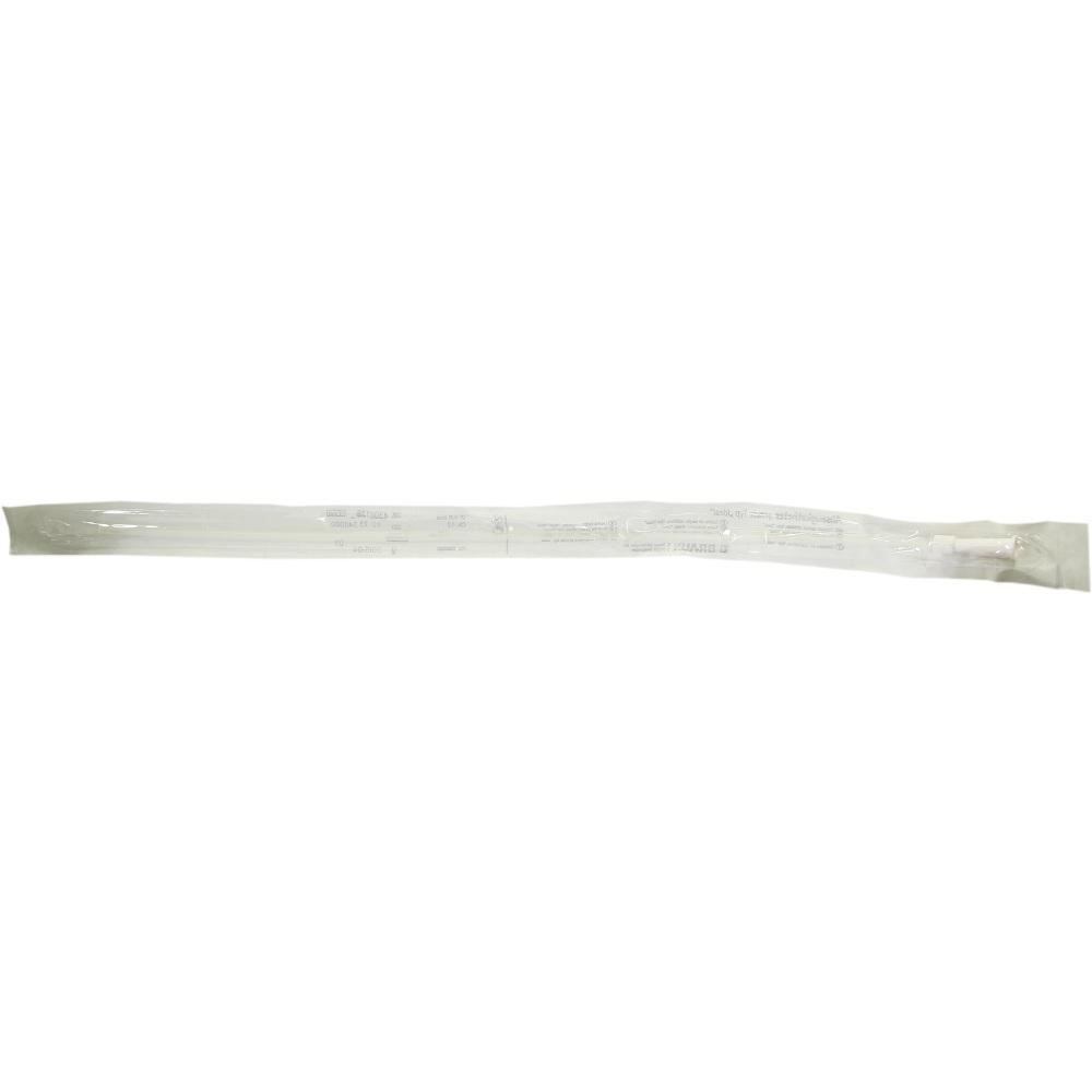 Eine lange, schmale Plastikverpackung mit einem dünnen Gegenstand darin.